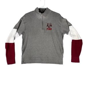 Pink Victoria’s Secret Sequin A&M Quarter Zip Sweater  Women XS Gray